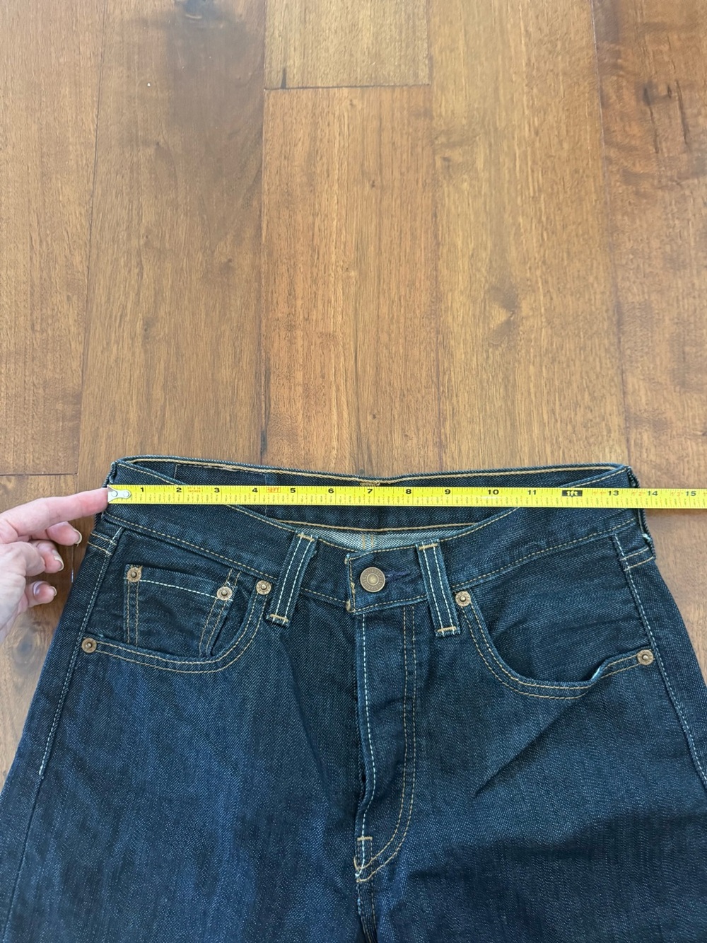 Levi's 501 Original Fit Jeans Clean Rigid Blue Indigo Petite Crop - Picture 4 of 13